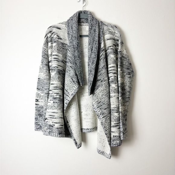 LOU & GREY • Women’s White/Grey/Black Open Front Cardigan Sweater Size Small - Picture 1 of 5